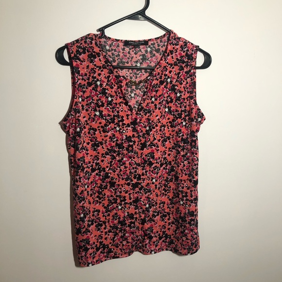 Jones New York Pink and Black Floral Tank - Picture 1 of 5